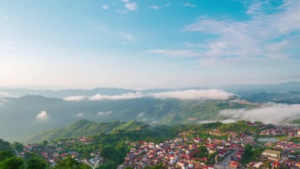 Lever Soleil Phongsali Nord Laos Près Chine Ville Style Yunnan — Video