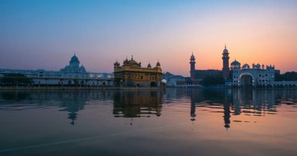 Det Gyllene Templet Amritsar Punjab Indien Tiden Går Från Gryning — Stockvideo