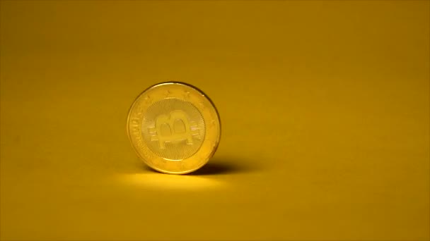 Macro Shot Rotating Bitcoins — Stock Video