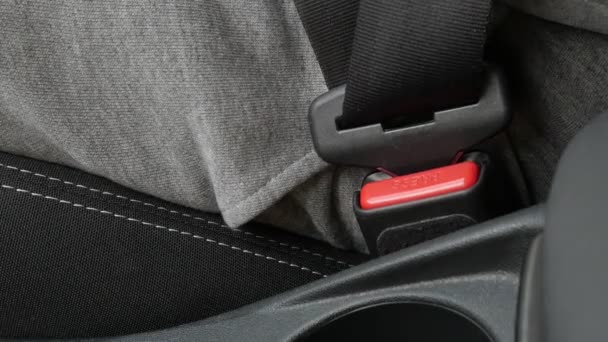 Desconectar Cinturón Seguridad Puntos Del Pasajero Hebilla Del Coche — Vídeos de Stock