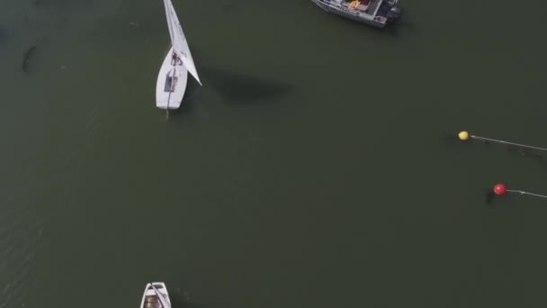 豪华游艇在Sailing Regatta Aerial View — 图库视频影像