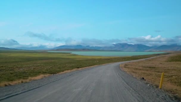 Carro Condução Estrada Para Islândia — Vídeo de Stock