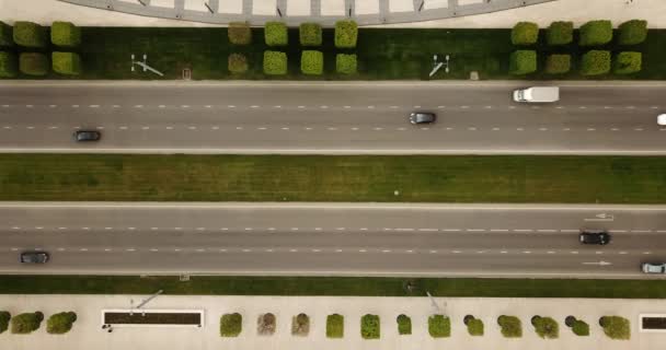 Cima Para Baixo Vista Aérea Auto Estrada Movimentada Cidade Estrada — Vídeo de Stock