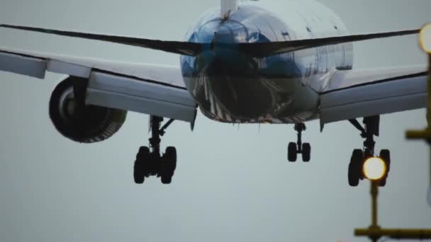 客机降落在跑道上 — 图库视频影像