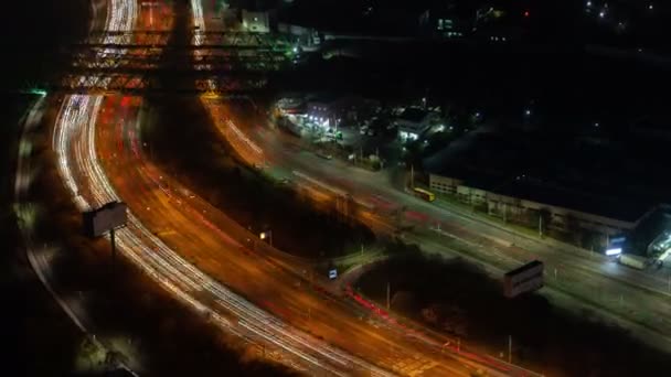 Timelapse Zwaar Verkeer Seoul City Highway Nachts — Stockvideo