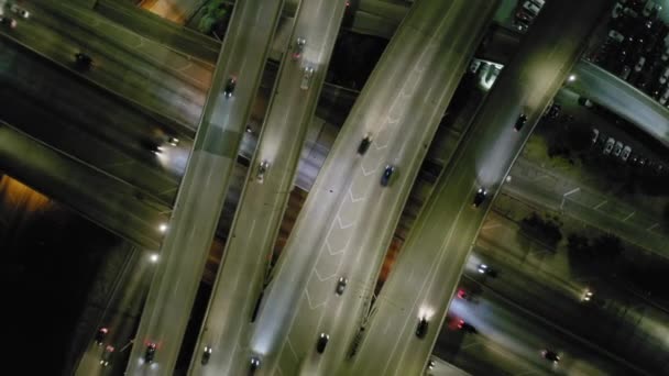 Flygfoto Från Ovan Över Den Stora Flernivåkorsningen Los Angeles Motorväg — Stockvideo