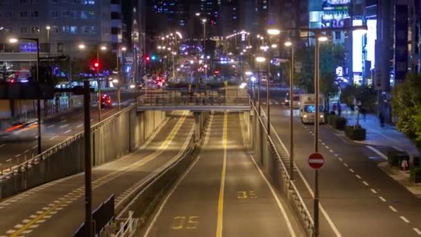 Osaka Highway City Car Tunnel Night Timelapse — Stock video