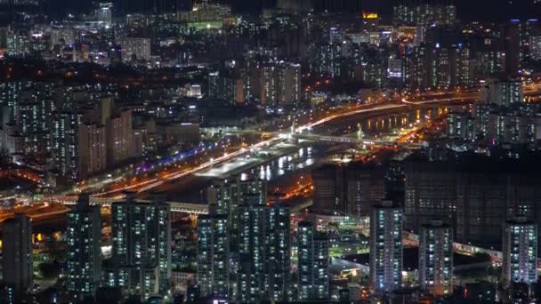 Timelapse Seoul Overpass Road Met Oranje Verlichting — Stockvideo