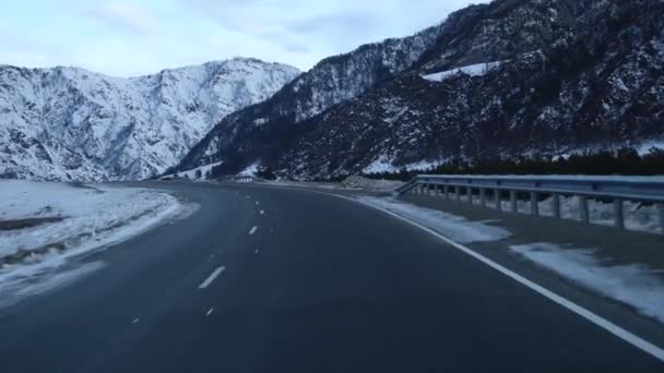 Widok Oszałamiający Snowy Rocky Mountain Range Pełna Sosen — Wideo stockowe