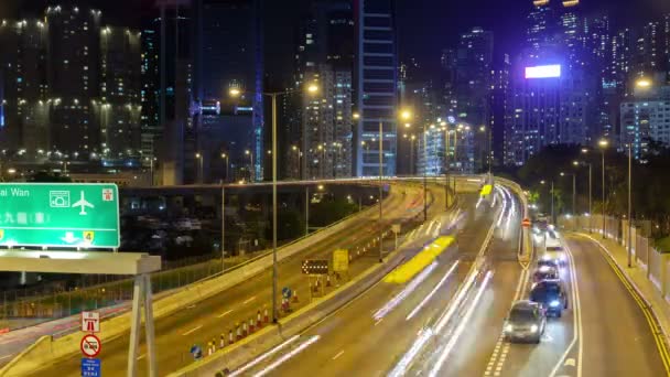 Iluminated Hong Kong Road Cityscape — Stock video