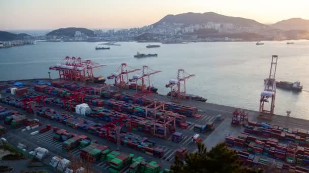 Luchtvaart Korea Logistic River Scheepvaart Busan Haven — Stockvideo