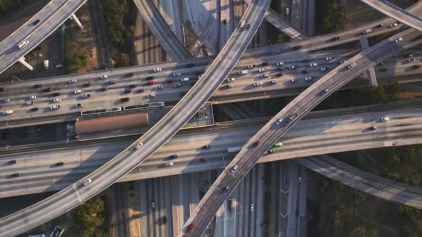 美国洛杉矶Drone Straight Top Angle View的Pregerson路交叉口法官 — 图库视频影像