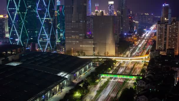 Shenzhen Şehrinin Futian Semtinin Timelapse Caddesi Karayolu — Stok video