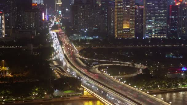 Guangzhou Middle Avenue Tráfego Noite China Timelapse — Vídeo de Stock