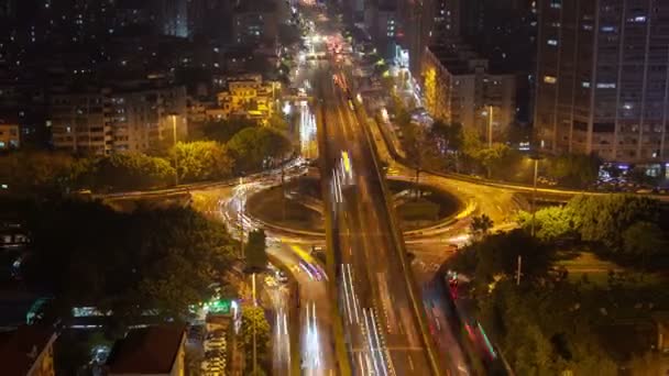 Guangzhou Roundabout Highway Traffic Cityscape Čína — Stock video
