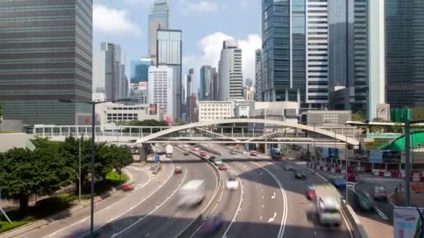 Timelapse Hong Kong Street Highway Dużym Natężeniem Ruchu Dzień — Wideo stockowe