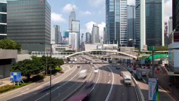 Hong Kong Street Highway Com Tráfego Pesado Dia — Vídeo de Stock