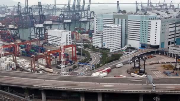 Timelapse Grote Haven Met Containerterminal Hong Kong — Stockvideo