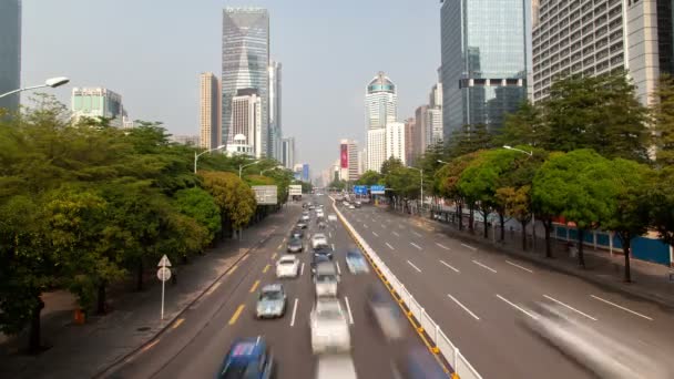 Timelapse Automóviles Unidad Largo Amplia Carretera Shenzhen — Vídeos de Stock