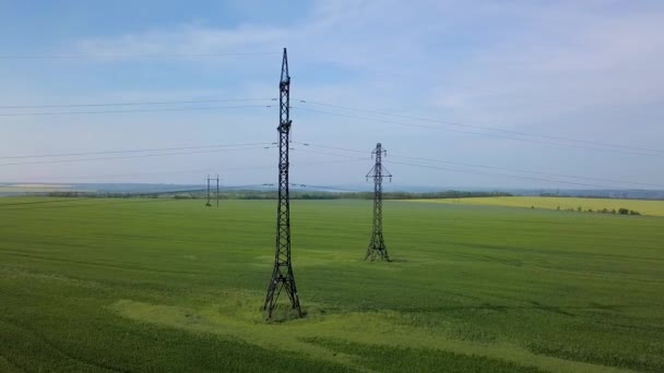 Högspänningskraft Pylon — Stockvideo