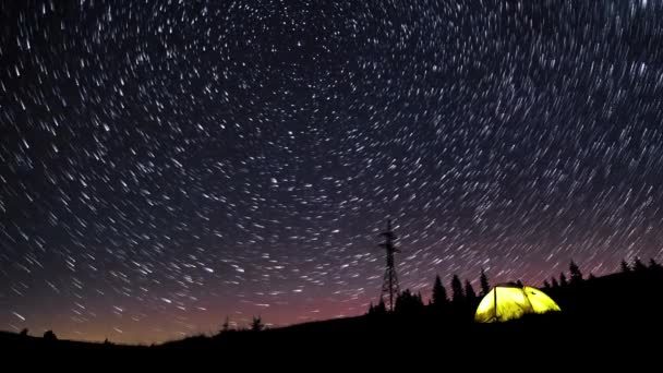 Μονοπάτια Αστεριών Στο Νυχτερινό Ουρανό — Αρχείο Βίντεο