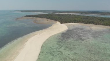  Tropik sahil adası resifi Karayip denizi beyaz kum barı Yılan Adası, Endonezya Maluku