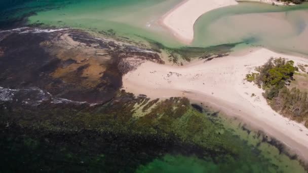 Baía Jervis Austrália Baía Azul Bonita Com Areia Branca Vegetação — Vídeo de Stock