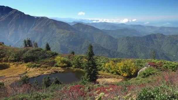 Заболоченные Земли Маленькие Озера Вершине Горного Хребта — стоковое видео