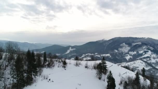 Piccolo Villaggio Nelle Montagne Invernali Presa Con Macchina Fotografica Del — Video Stock