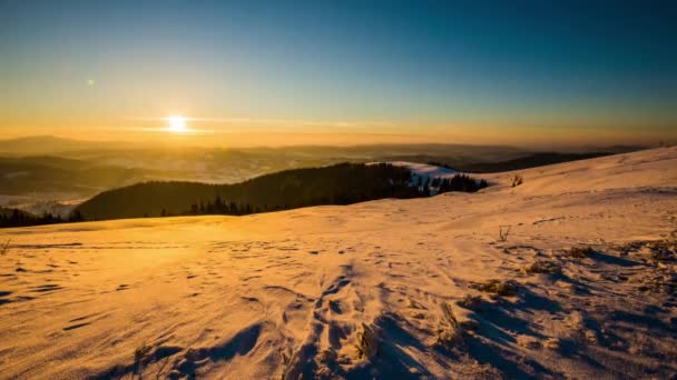 Solnedgång Vintern Mountain — Stockvideo