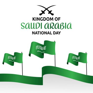 Suudi Arabistan Krallığı Ulusal Günü 'nün düz stil illüstrasyonu