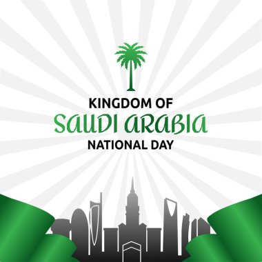 Suudi Arabistan Krallığı Ulusal Günü 'nün düz stil illüstrasyonu