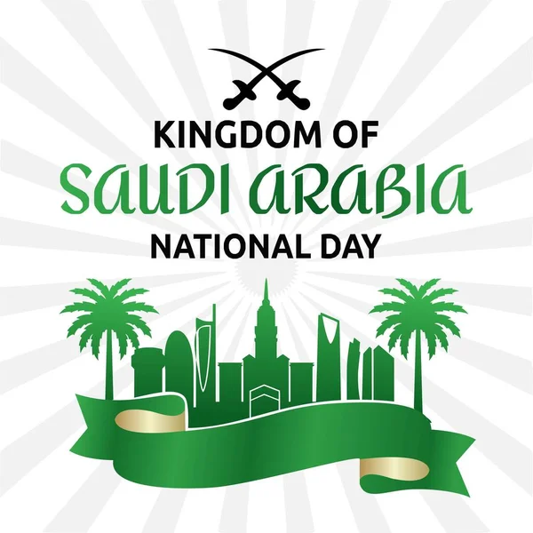 Ilustración Vectorial Del Día Nacional Del Reino Arabia Saudita Con — Archivo Imágenes Vectoriales