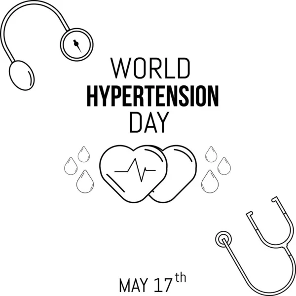 World Hypertension Day ベクトルイラスト ラインアート — ストックベクタ