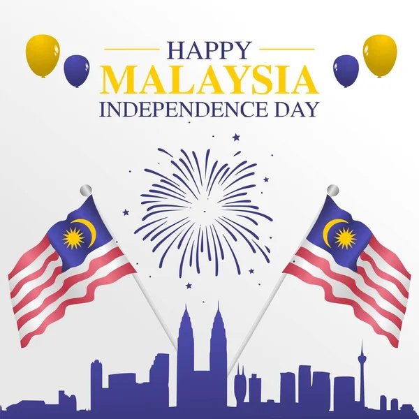 Gelukkige Maleisië Onafhankelijkheidsdag Vector Illustratie — Stockvector
