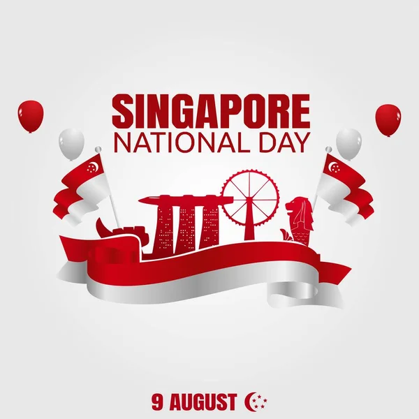 Illustration Vectorielle Fête Nationale Singapour — Image vectorielle