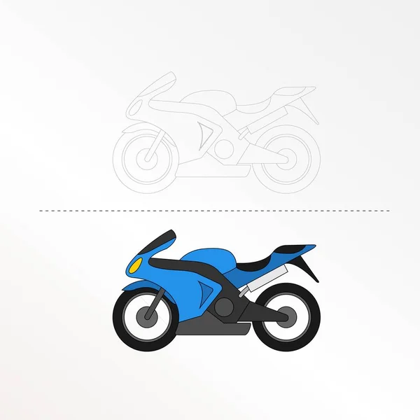 Illustration Vectorielle Moto Mignonne Pour Livre Couleurs Pour Enfants — Image vectorielle