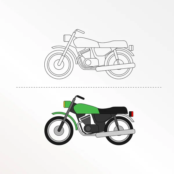 Leuke Motorfiets Vector Illustratie Voor Kinderen Kleurboek — Stockvector