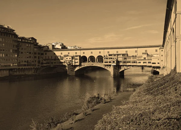 Vista Vintage Del Ponte Vecchio Florencia Italia —  Fotos de Stock