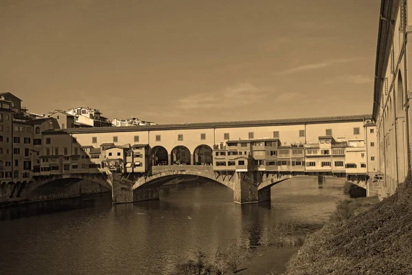 Vista Vintage Del Ponte Vecchio Florencia Italia —  Fotos de Stock