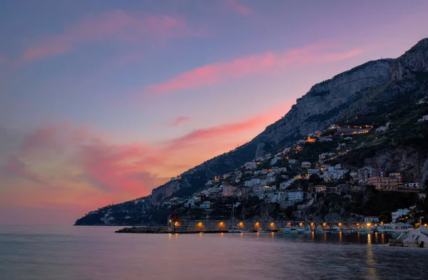Amalfi, Amalfi Coast, Salerno a sunset with colorful sky - Italy