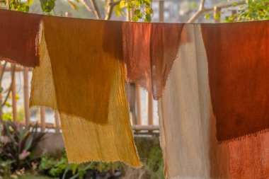 hand dyeing fabrics made from natural dyes clipart