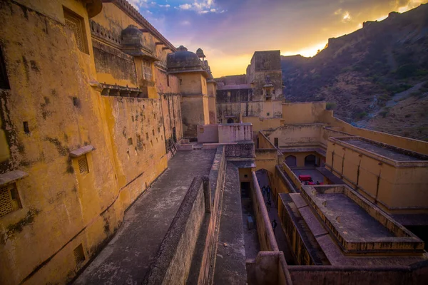 Bernstein Fort Sonnenuntergang Jaipur Rajasthan Indien — Stockfoto