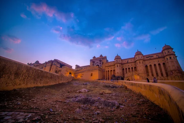 Bernstein Fort Sonnenuntergang Jaipur Rajasthan Indien — Stockfoto