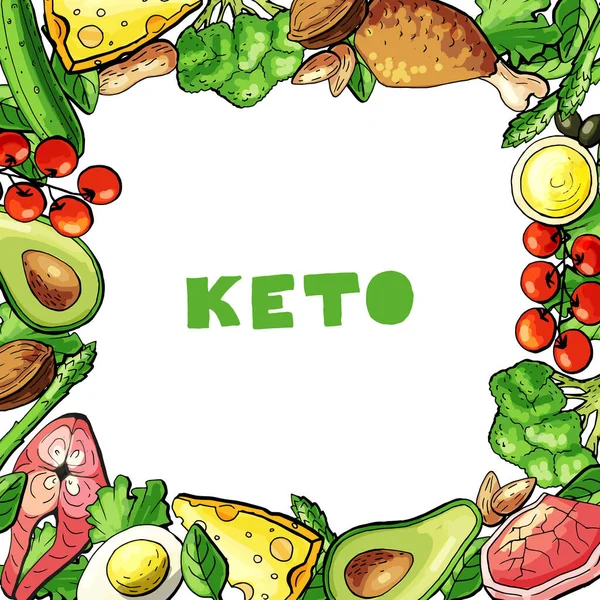 Frame Ketogenic Border Keto Lifestyle Nutrition — 스톡 벡터