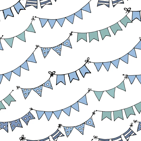 Nahtlose Muster Textur Flaggen Urlaub Alles Gute Zum Geburtstag Blau — Stockvektor