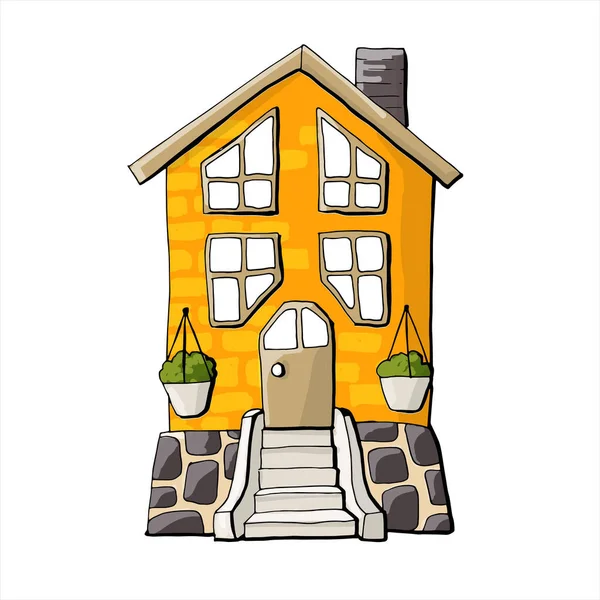 Vector Illustration House Exterior Cartoony Style — Stock Vector