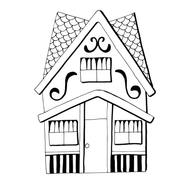 Coloriage Vectoriel Avec Extérieur Maison — Image vectorielle