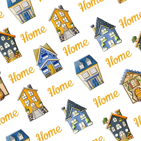 Seamless Vector Pattern Houses Streets — Stock Vector