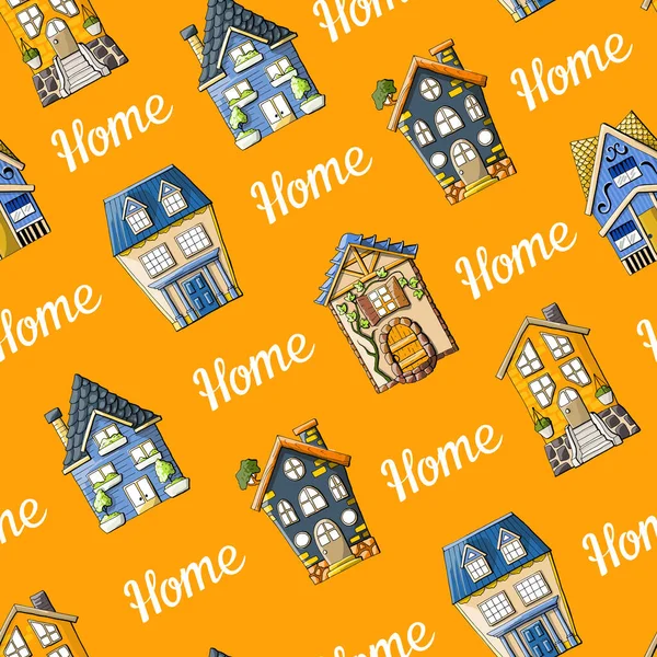 Seamless Vector Pattern Houses Streets — Stock Vector